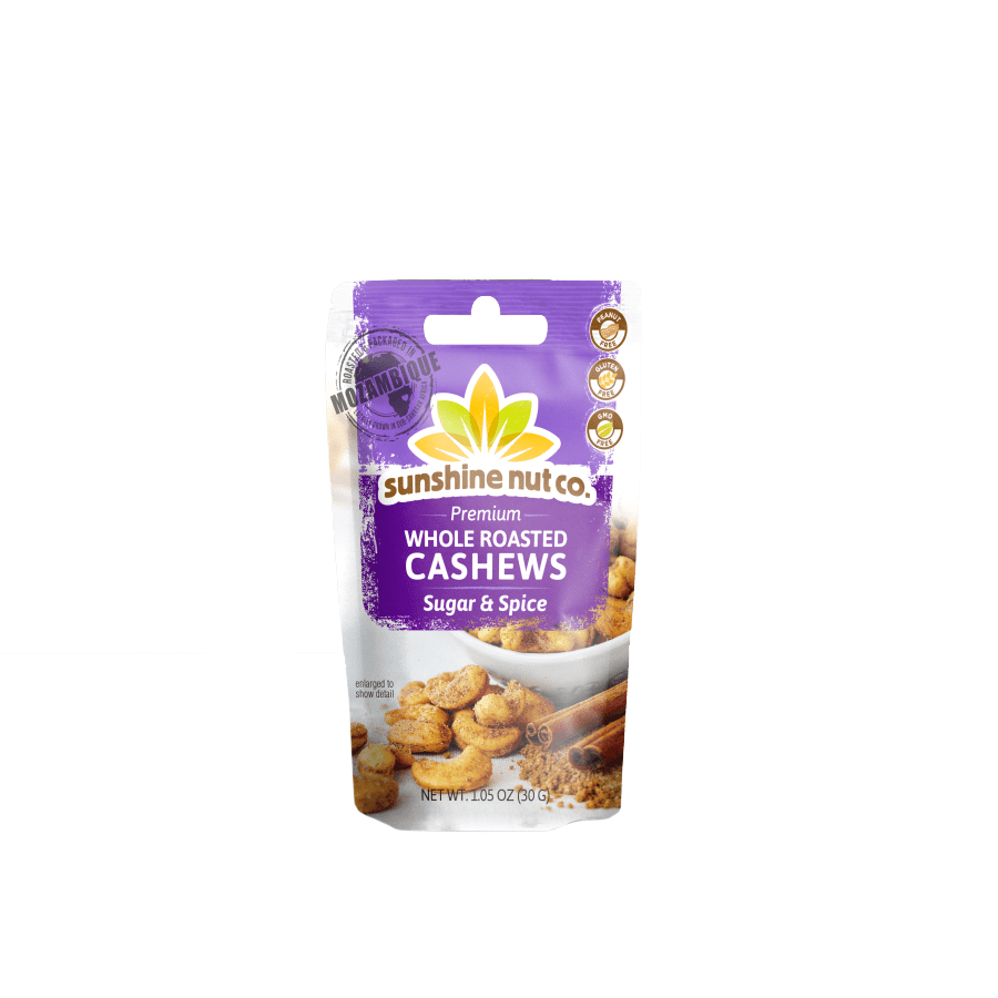 Sunshine Nuts Single-Serve Whole Roasted Cashews Sugar & Spice 144 units per case 1.5 oz
