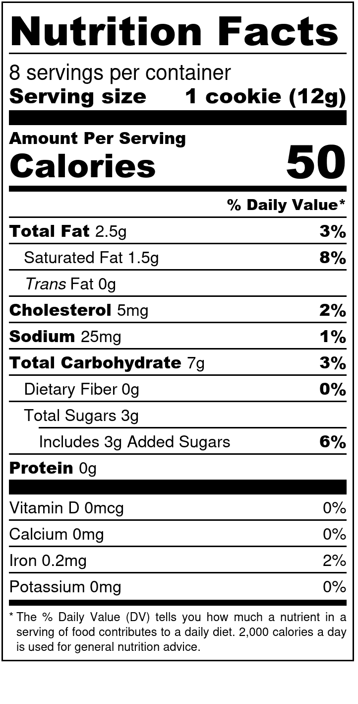 Unna Bakery, Raspberry Jam Drop Cookies 6 units per case 3.4 oz Nutrition Info