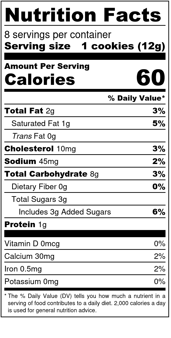Unna Bakery, Cardamom Crisp Cookies 6 units per case 3.4 oz Nutrition Info