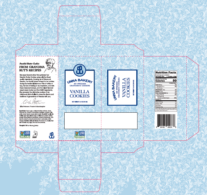 Unna Bakery, Vanilla Sugar Cookie 6 units per case 3.4 oz Product Label