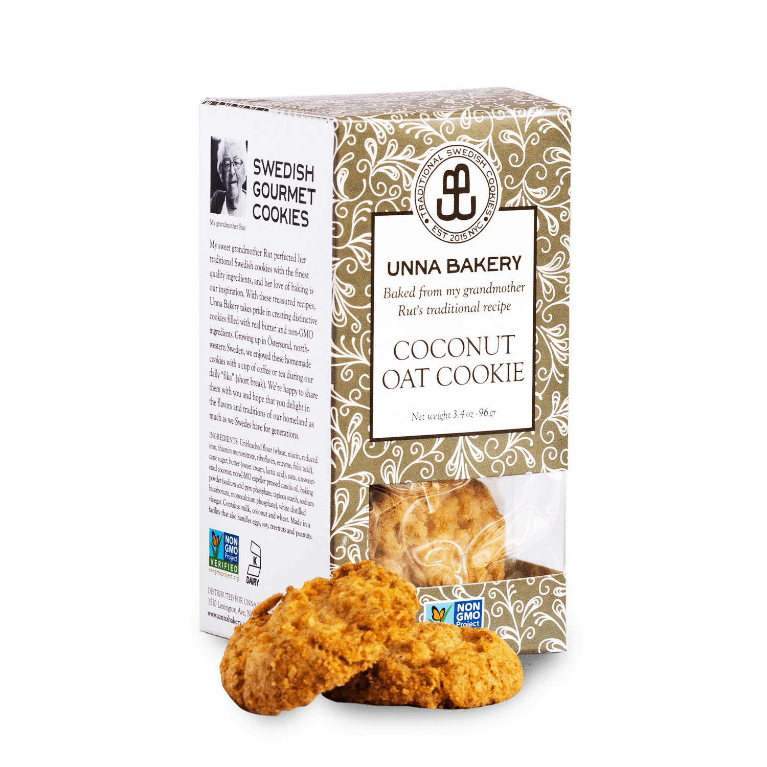 Unna Bakery, Coconut Oat Cookies 6 units per case 3.4 oz