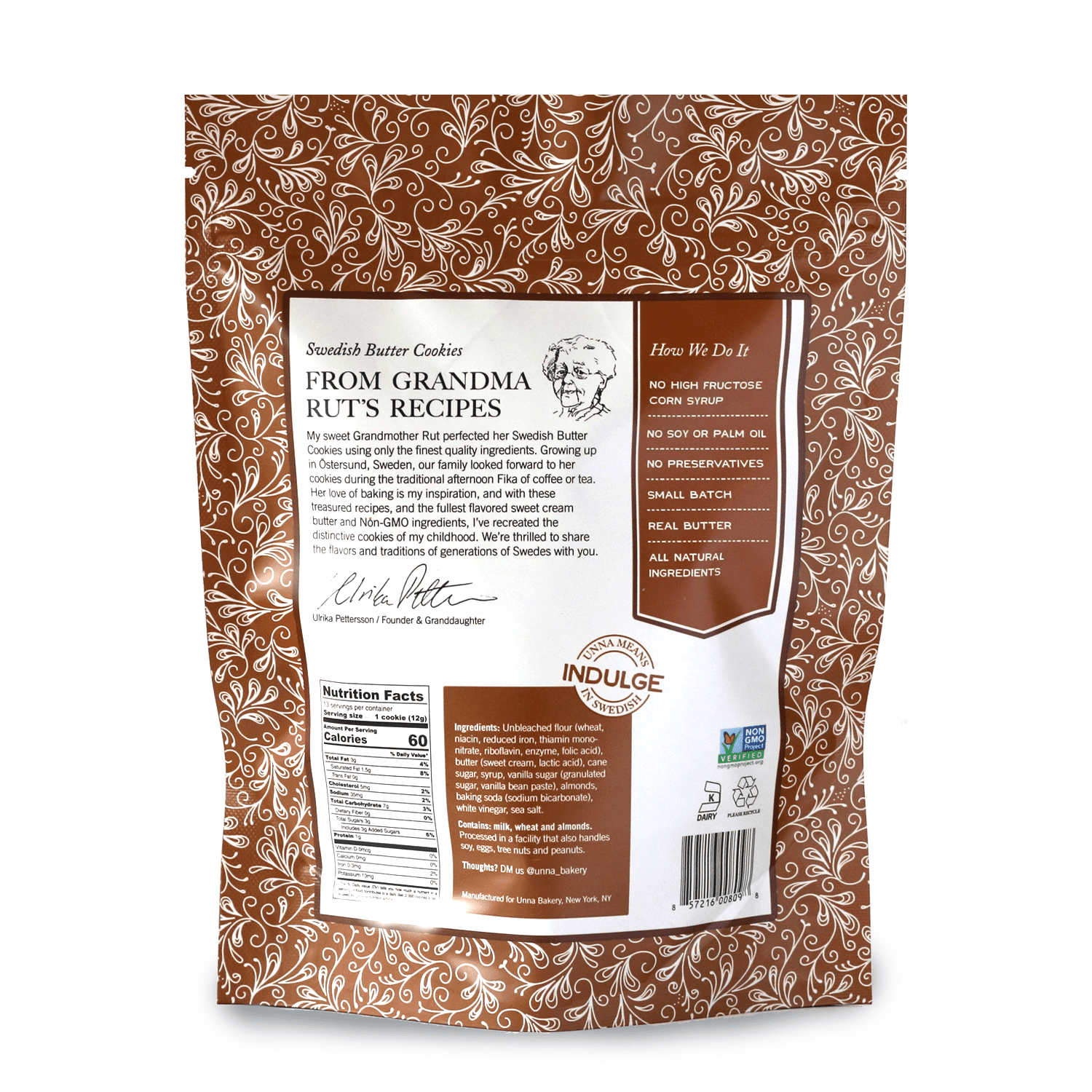 ''Unna Bakery, Brown Butter Cookies'' 6 units per case 5.5 oz