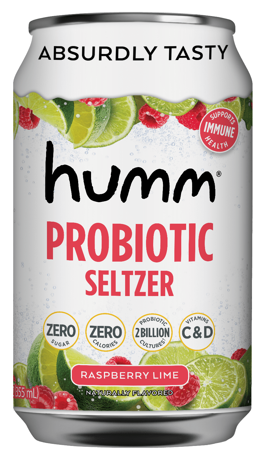 Humm Raspberry Lime Probiotic Seltzer 6 units per case 12.0 fl