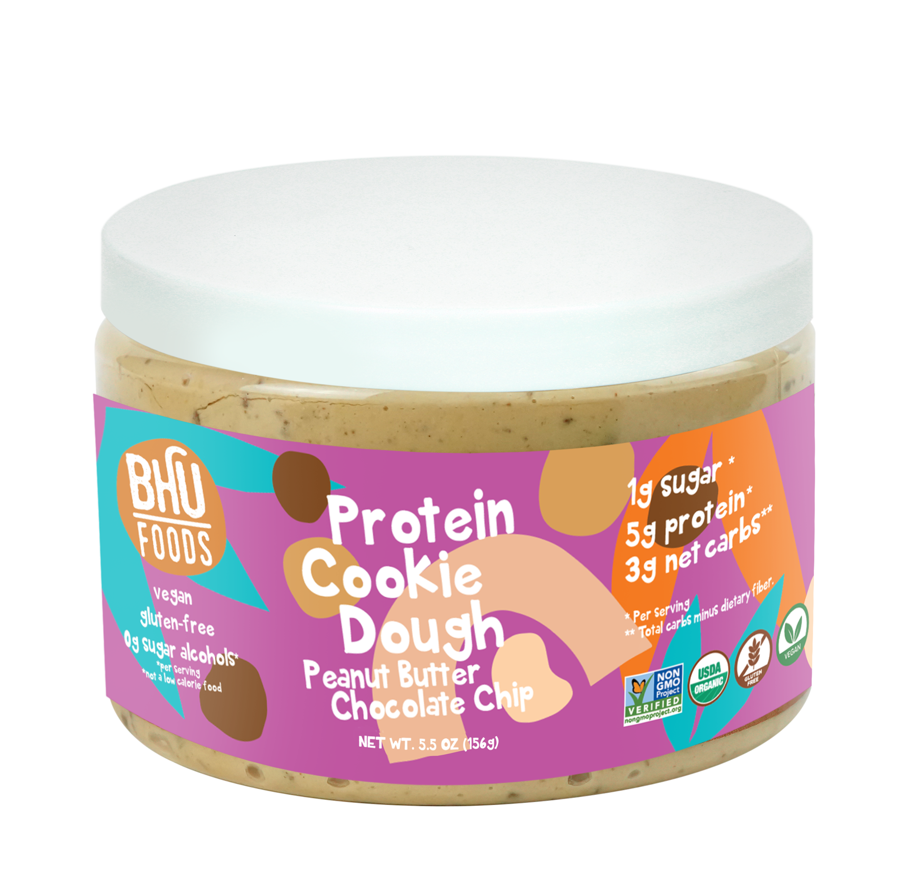 BHU Foods Protein Cookie Dough - Peanut Butter Chocolate 6 units per case 5.5 oz