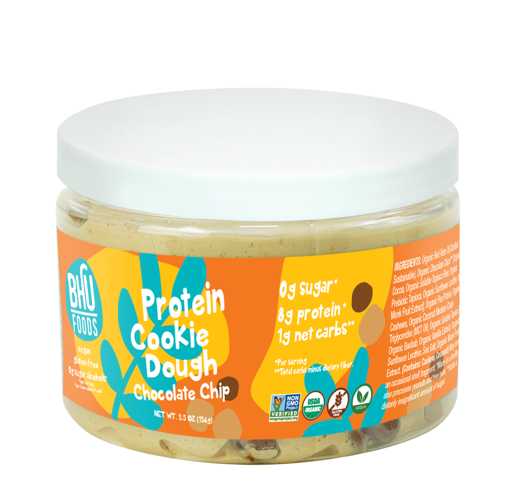 BHU Foods Protein Cookie Dough in a Jar - Chocolate Chip 6 units per case 5.5 oz