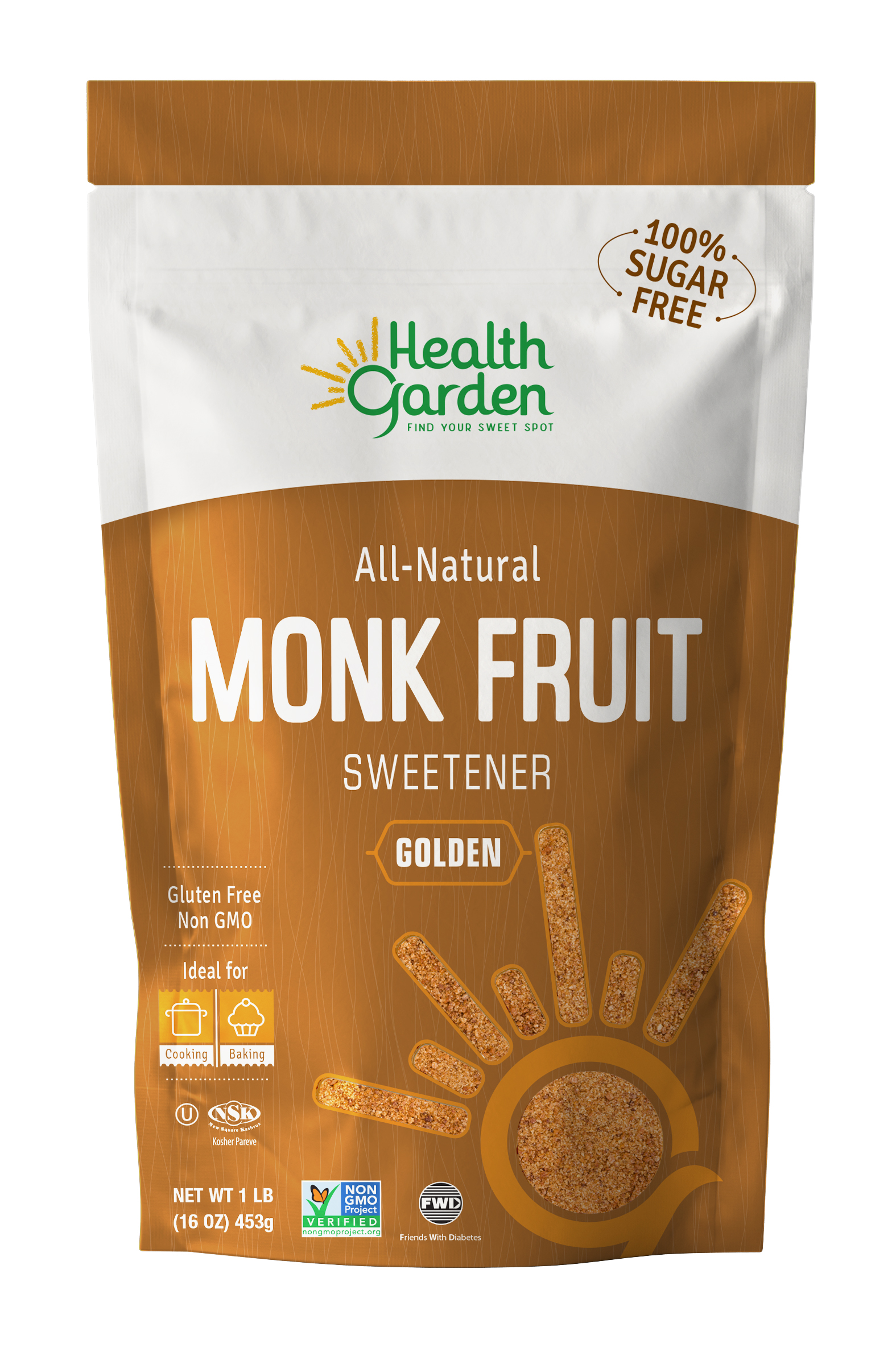 Health Garden Monk Fruit Golden Sweetener 12 units per case 1.0 lb