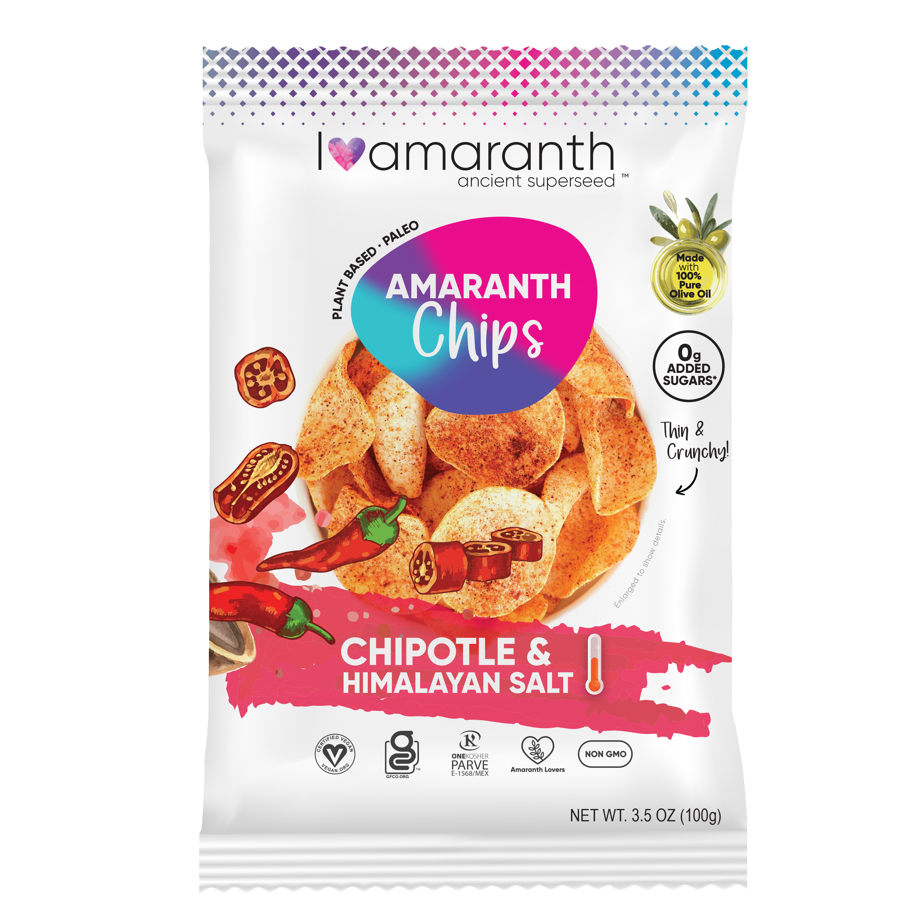 Amaranth Chips- Chipotle + Himalayan 12 units per case 100 g