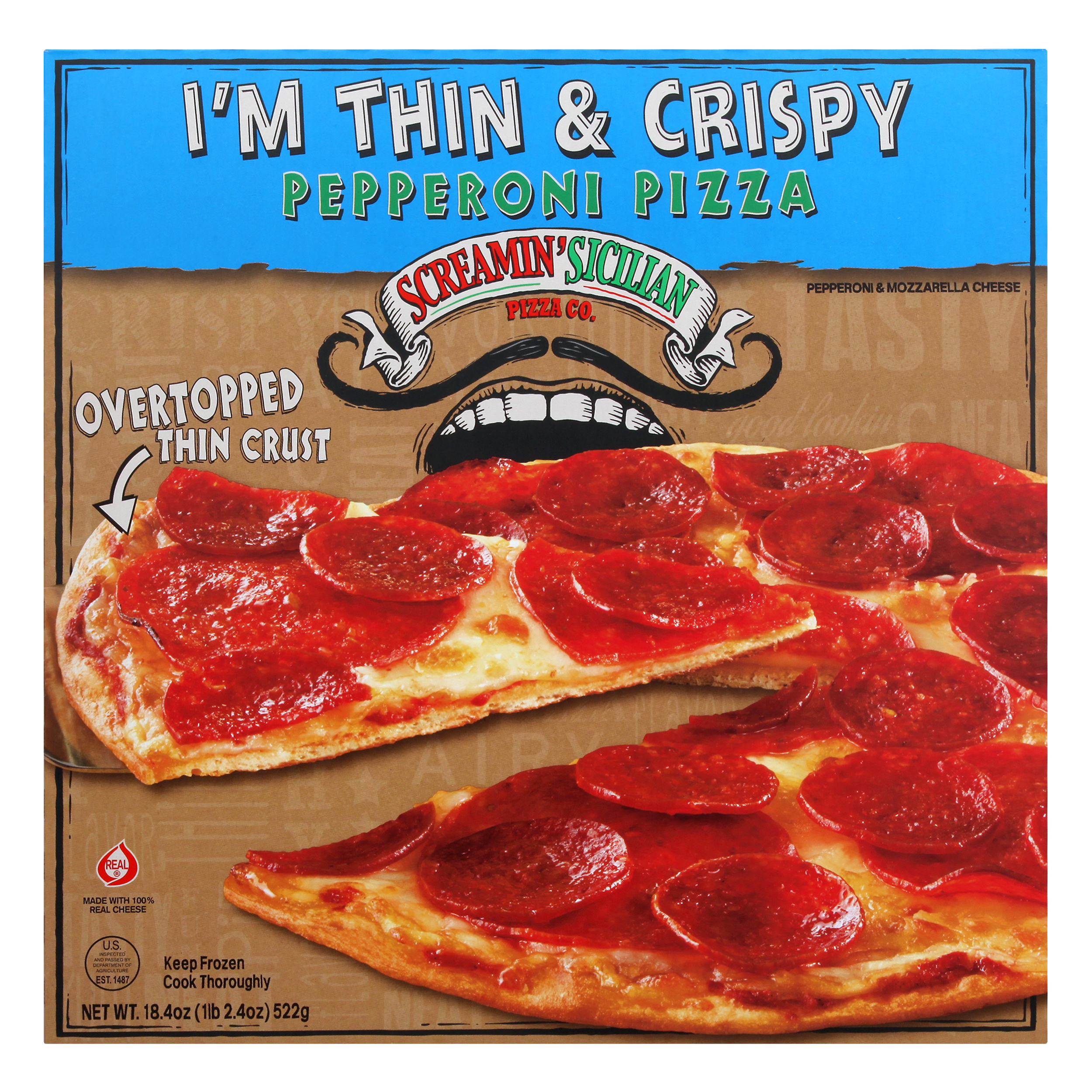 Screamin' Sicilian Thin and Crispy Pepperoni Pizza 7 units per case 18.4 oz