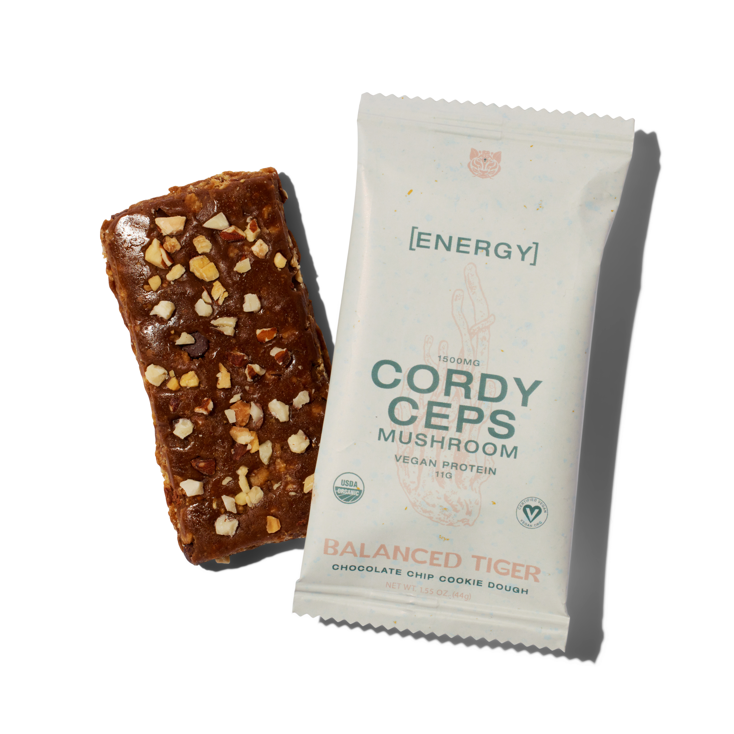 Balanced Tiger [Energy] Cordyceps Chocolate Chip Cookie Dough Protein Bar 16 innerpacks per case 1.6 oz