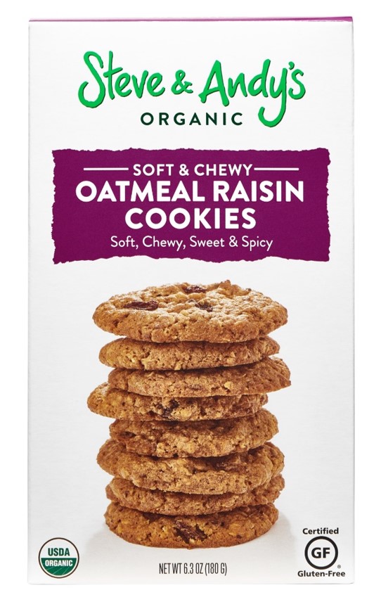 Steve & Andy's Organic and Gluten Free Oatmeal Raisin Cookies 6 units per case