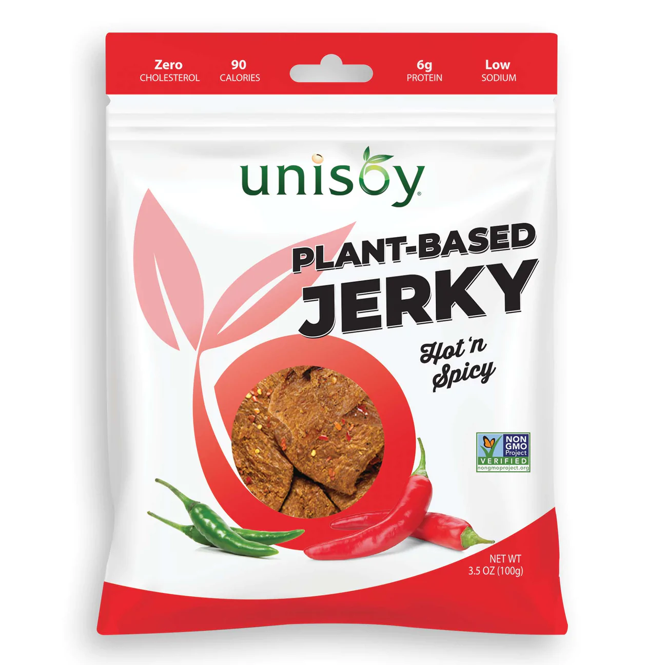 Unisoy Plant-based Jerky - Hot n' Spicy 2 innerpacks per case 3.5 oz