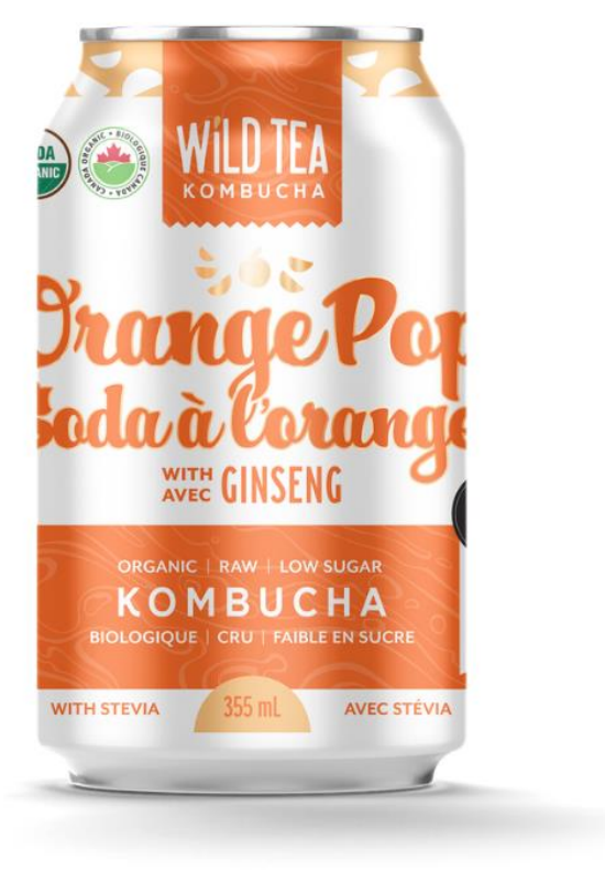 Wild Tea Kombucha Orange Pop with Ginseng 12 units per case 355 mL