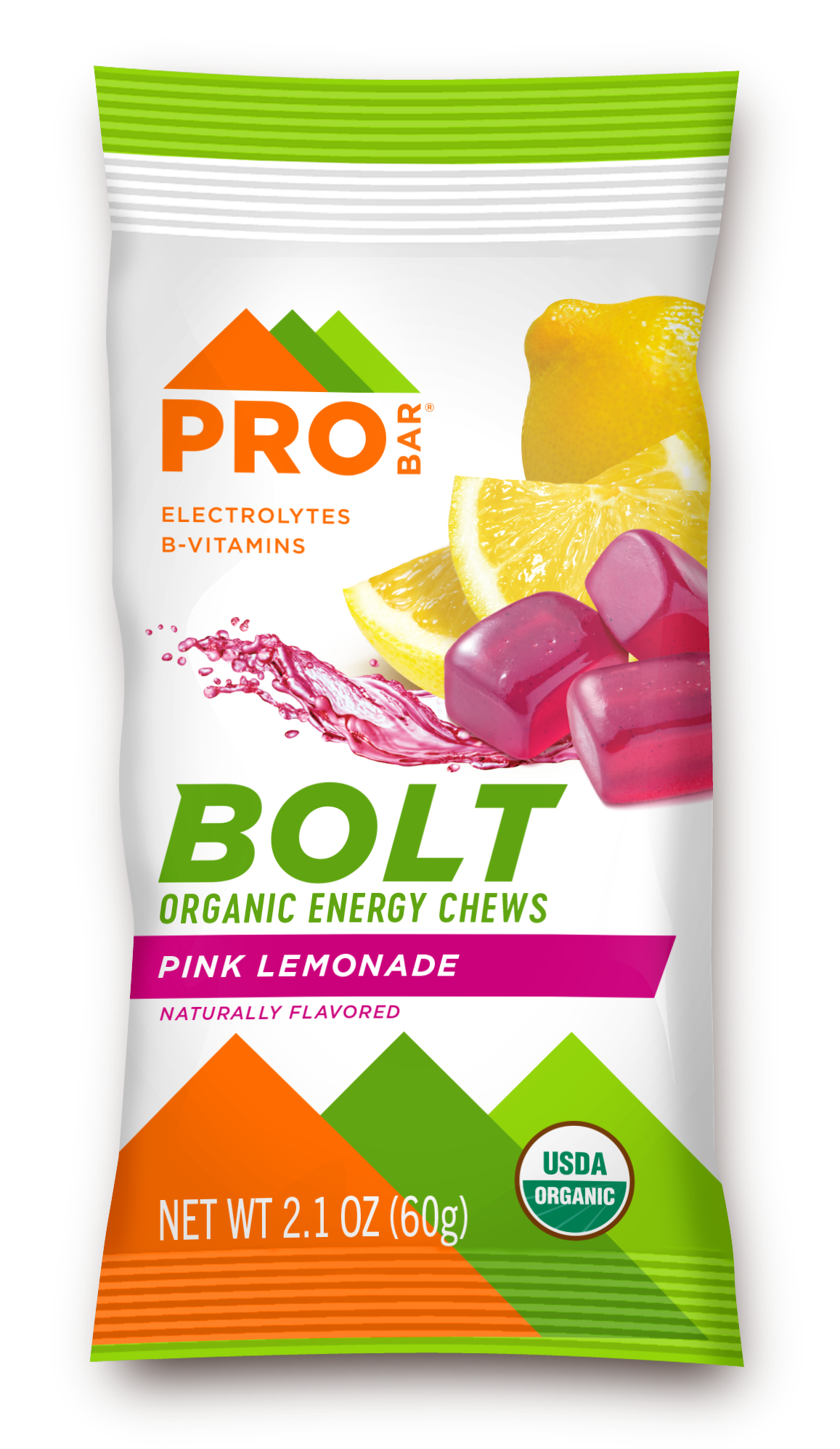 ProBar Pink Lemonade Bolt Organic Energy Chews 12 innerpacks per case 2.1 oz