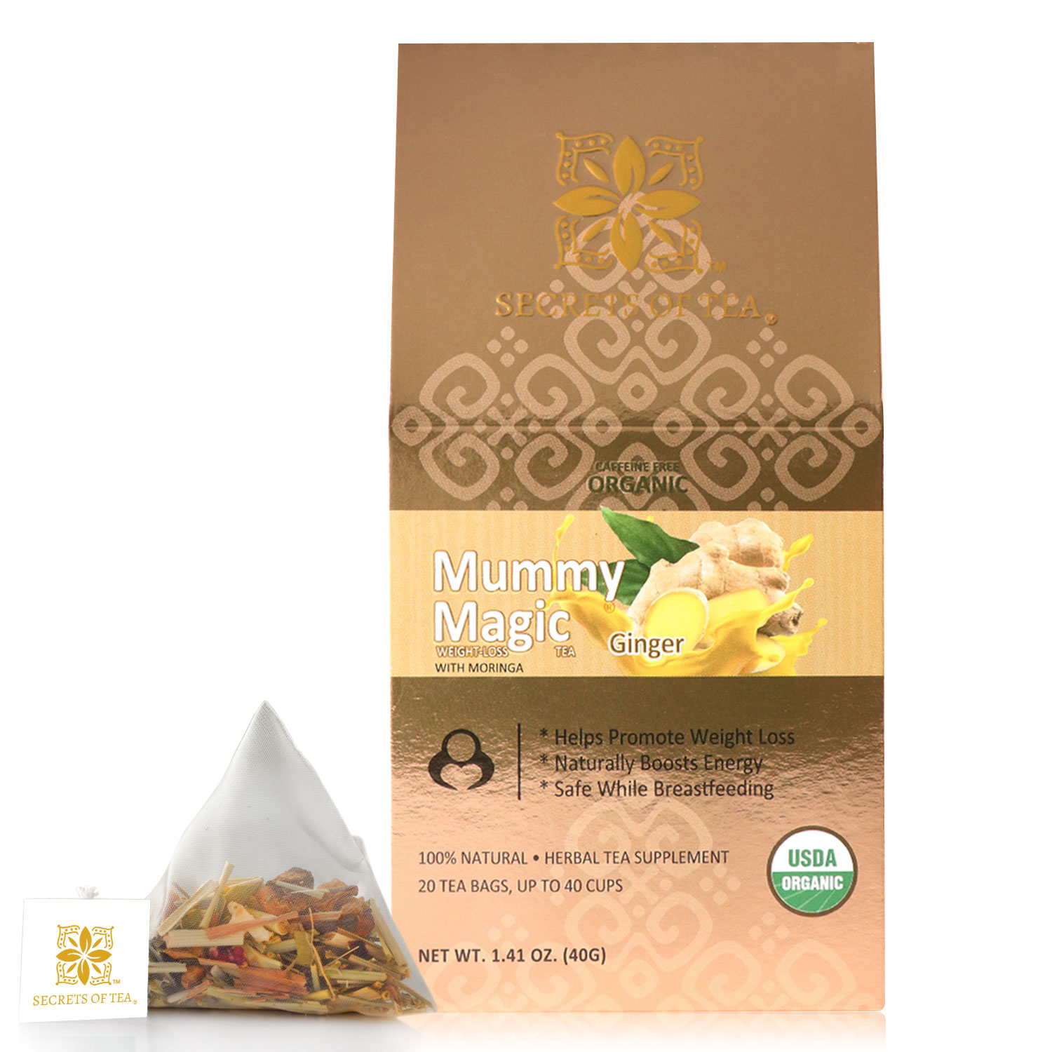 Secrets of Tea Mummy Magic Weight-Loss Ginger Tea 2 innerpacks per case 2.0 oz