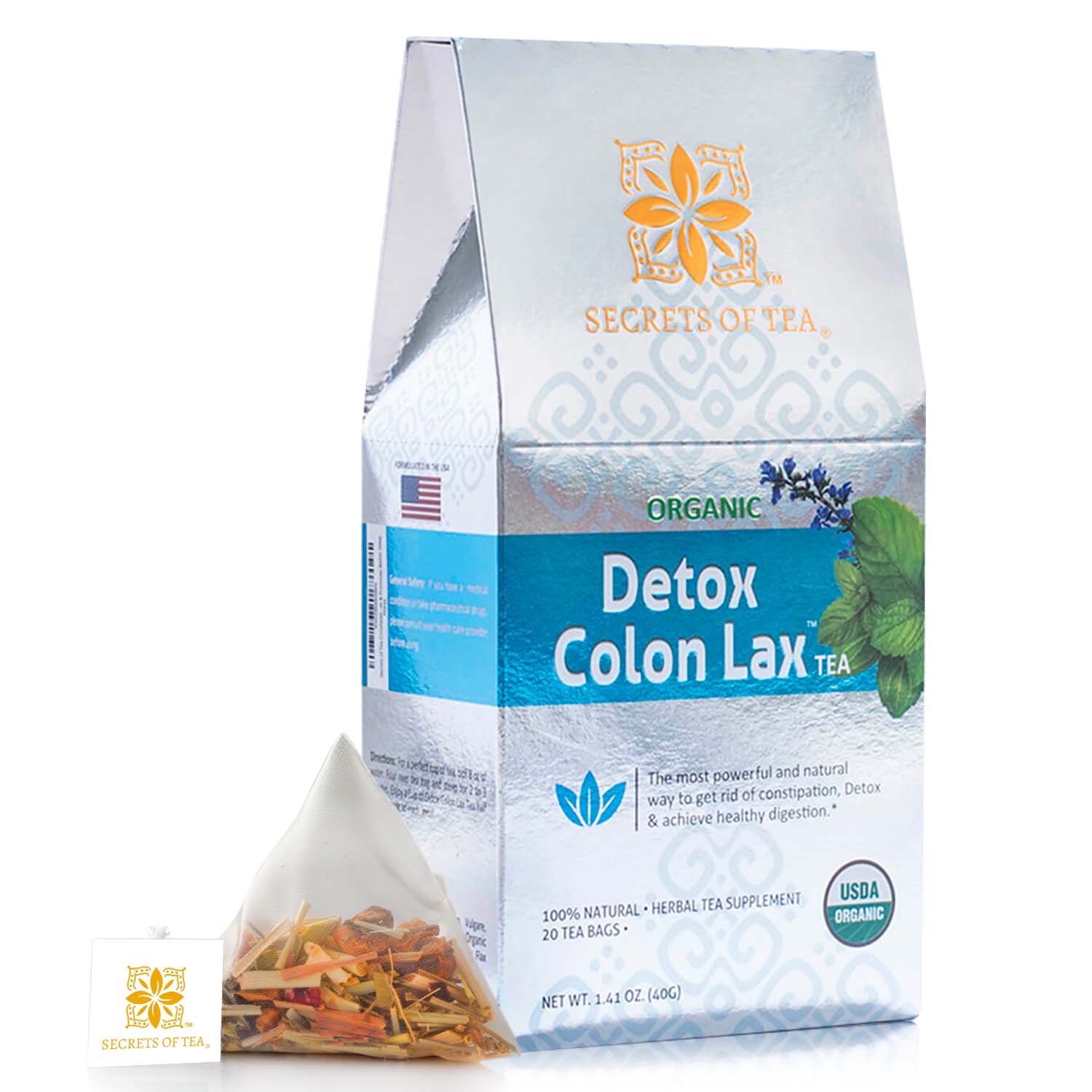 Secrets of Tea Organic Detox Colon Lax Tea 2 innerpacks per case 2.0 oz