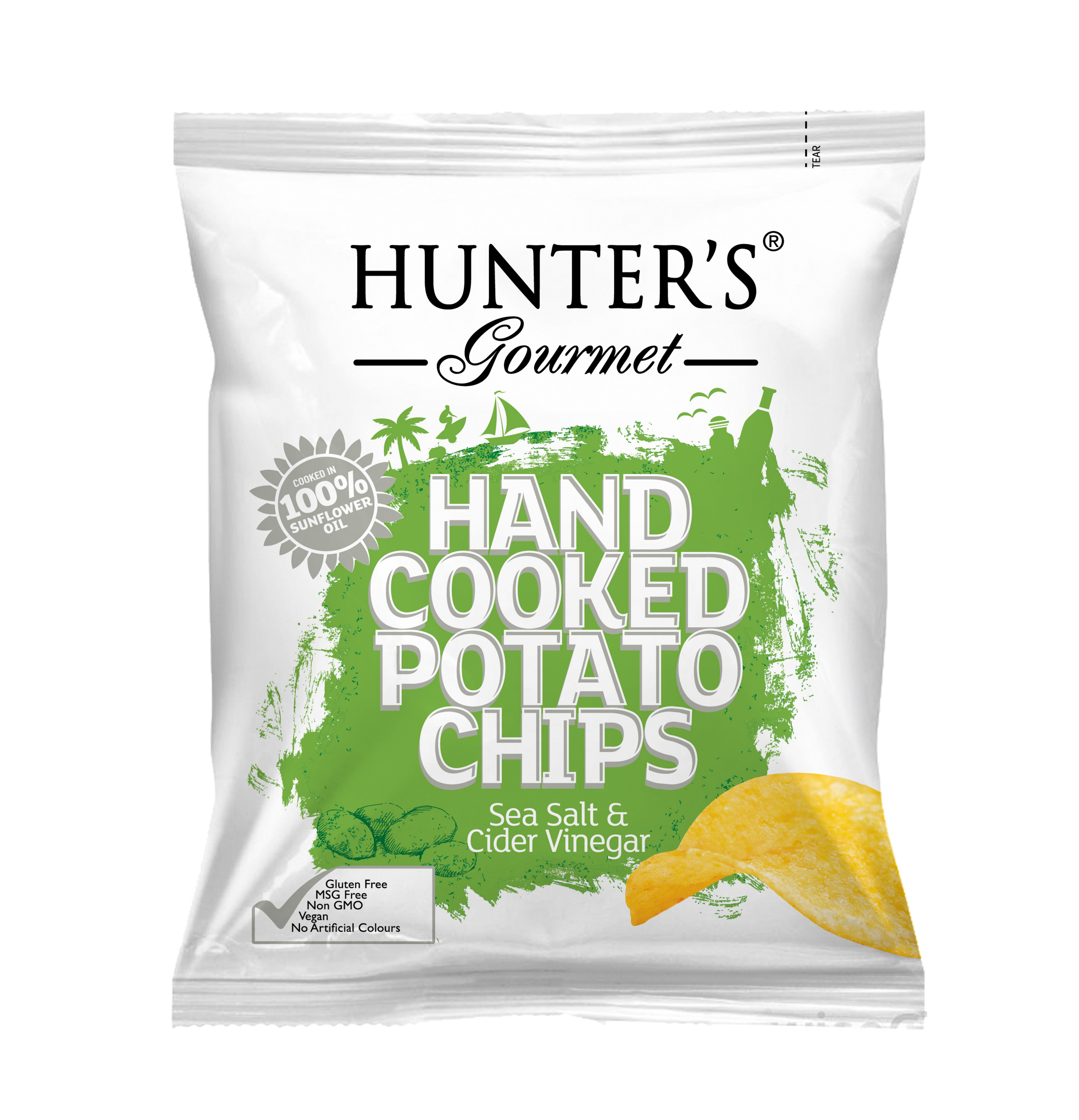 Hunter's Gourmet Hand Cooked Potato Chips Sea Salt & Cider Vinegar 24 units per case 40 g
