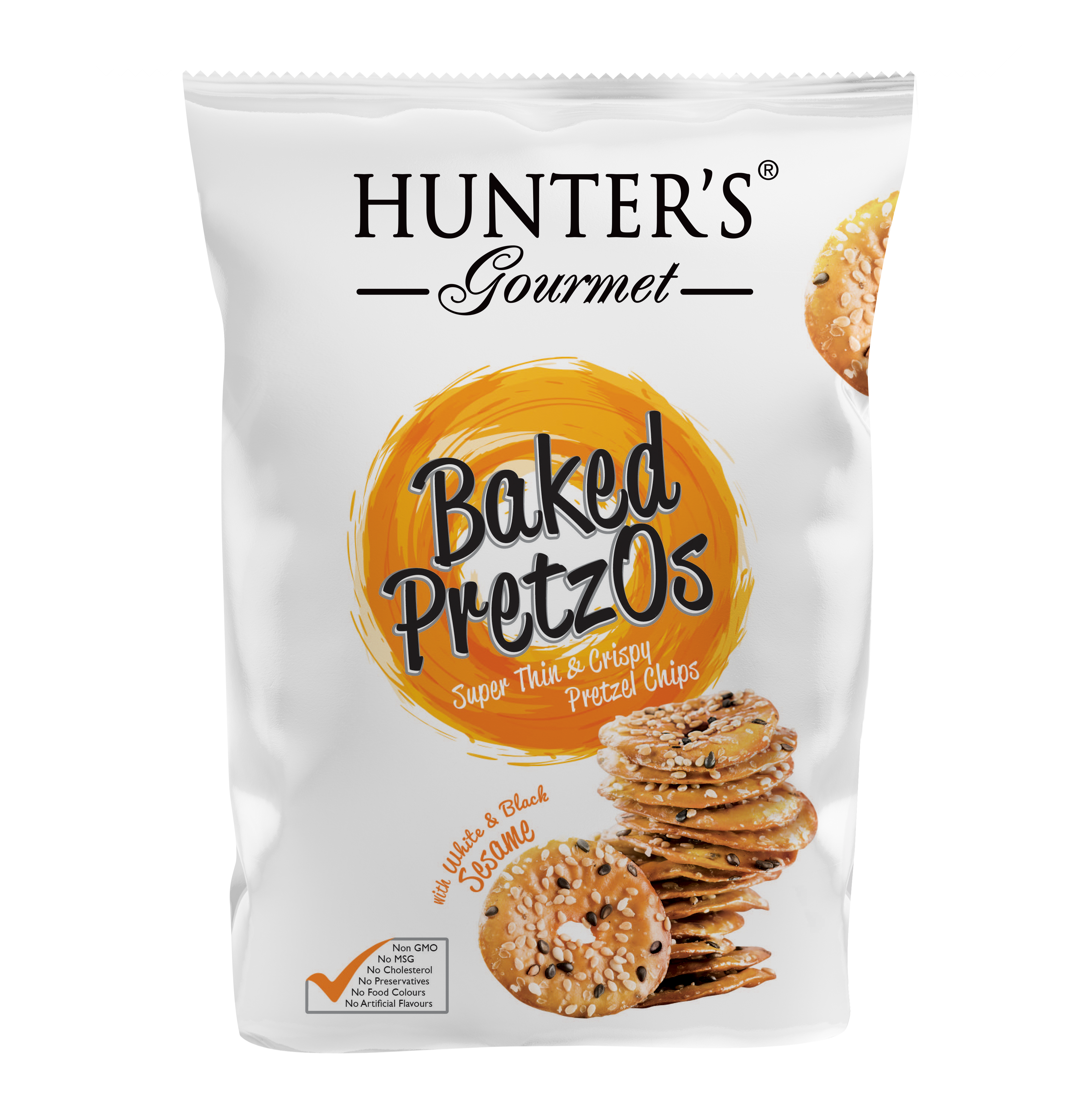 Hunter's Gourmet Baked Pretzos - with White & Black Sesame 20 units per case 80 g