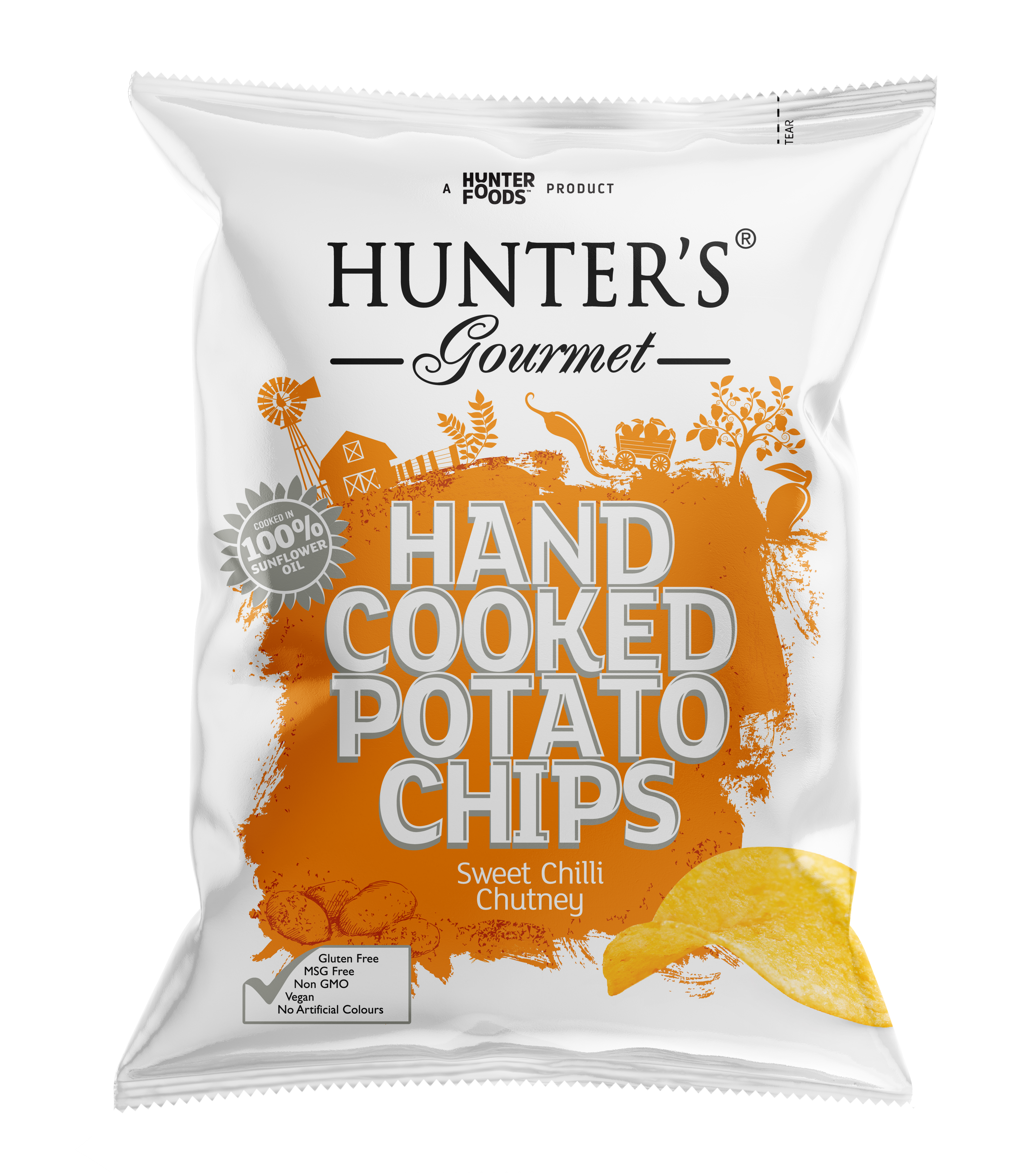 Hunter's Gourmet Hand Cooked Potato Chips Sweet Chilli Chutney 12 units per case 125 g