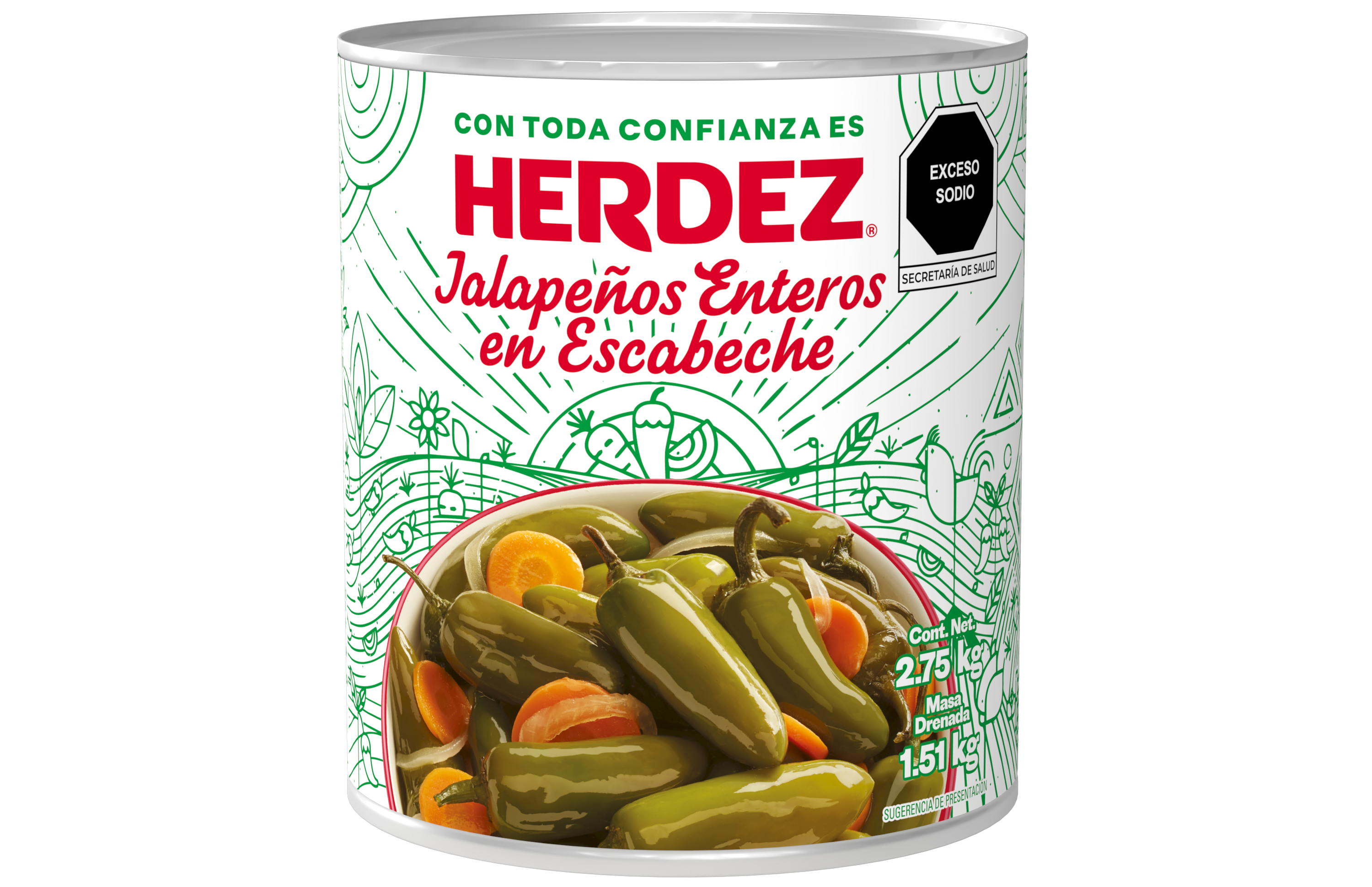 HERDEZ Whole Pickled Jalapenos 6 units per case 2750 g