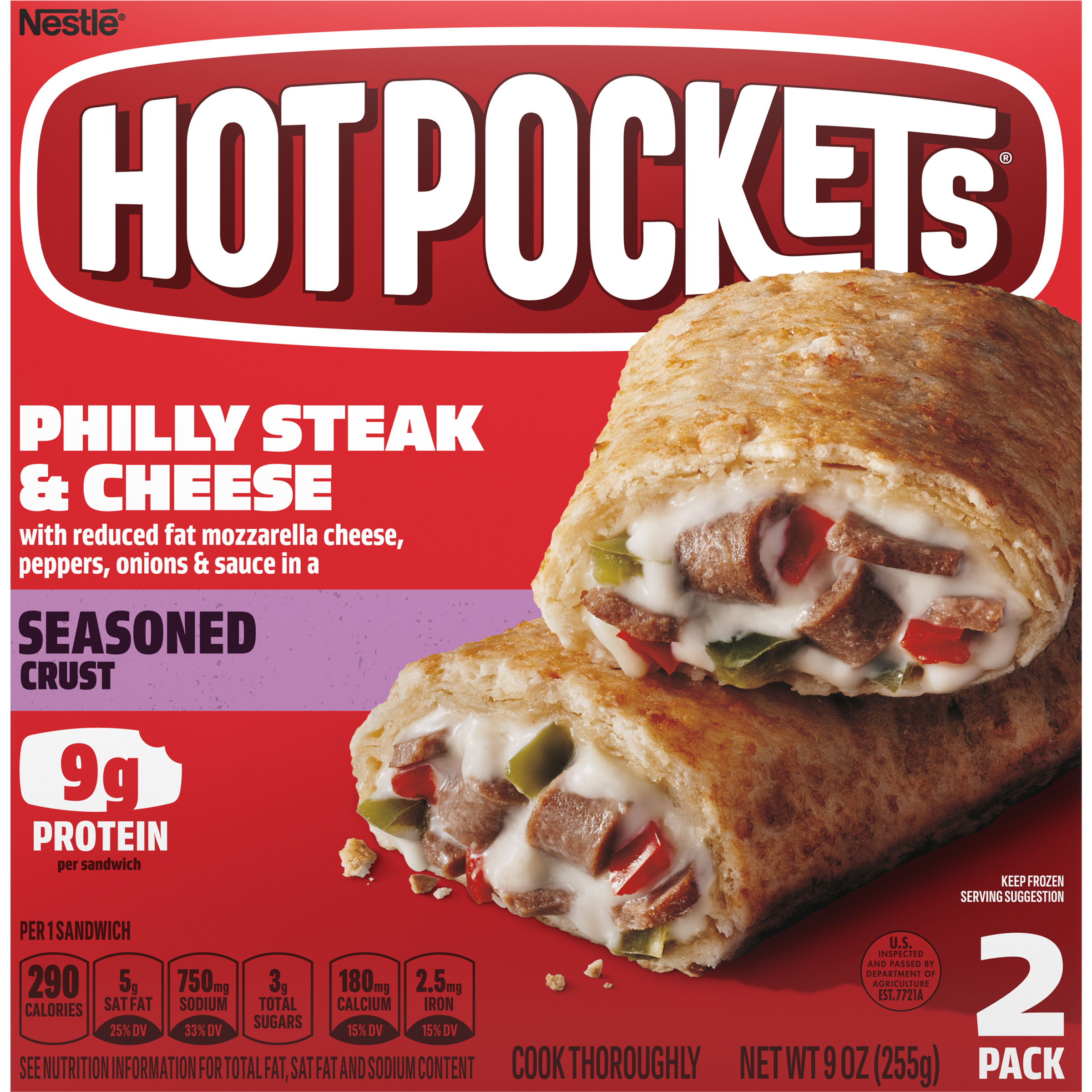 HOT POCKETS Seasoned Crust Philly Steak and Cheese (2 Pack) 8 units per case 9.0 oz
