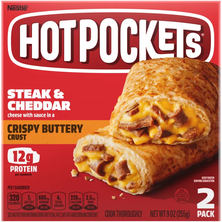 HOT POCKETS Crispy Buttery Crust Steak & Cheddar (2 pack) 8 units per case 9.0 oz