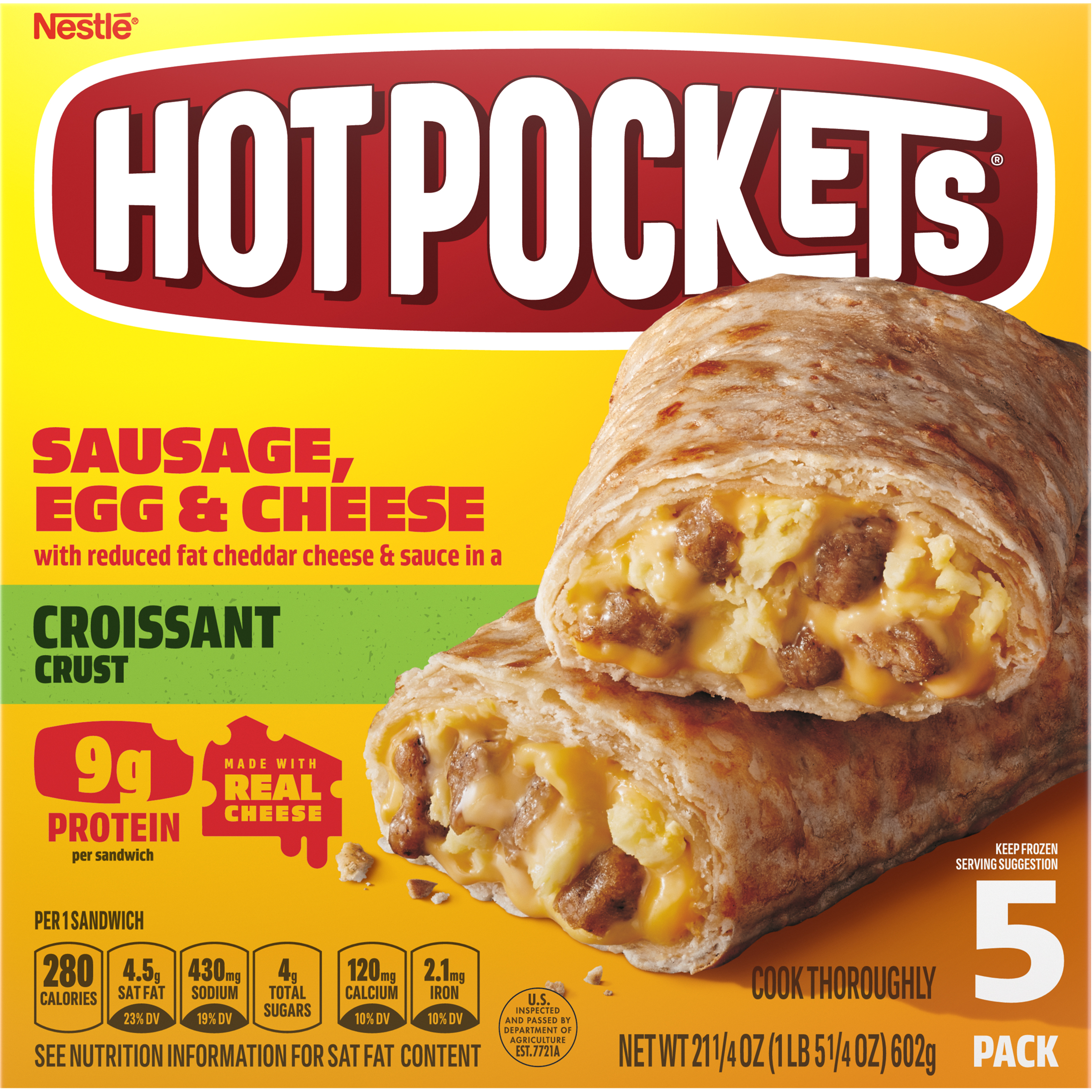 HOT POCKETS Croissant Crust Sausage, Egg, & Cheese (5 Pack) 4 units per case 21.3 oz