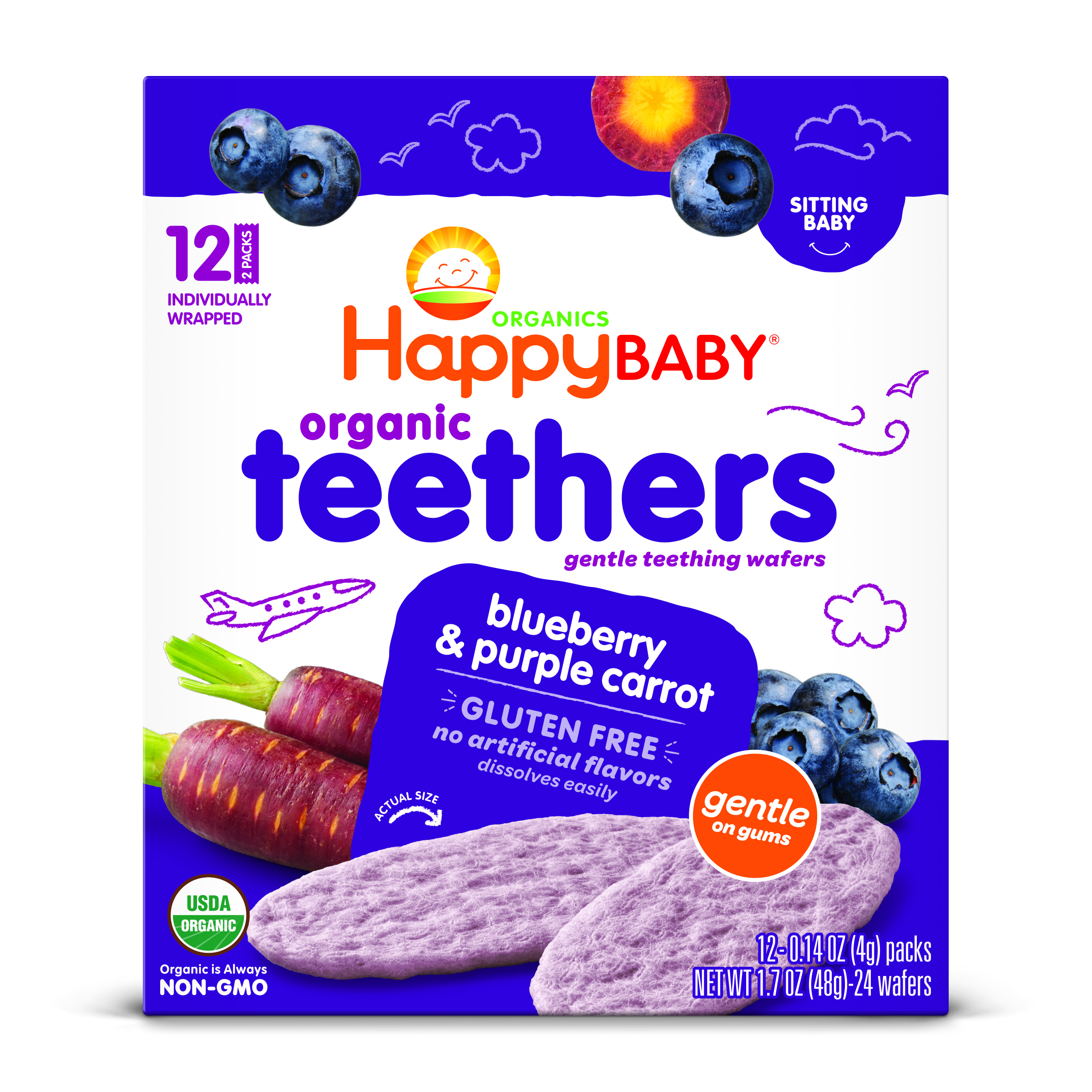 Happy Baby Blueberry & Purple Carrot Teethers 6 units per case 1.7 oz