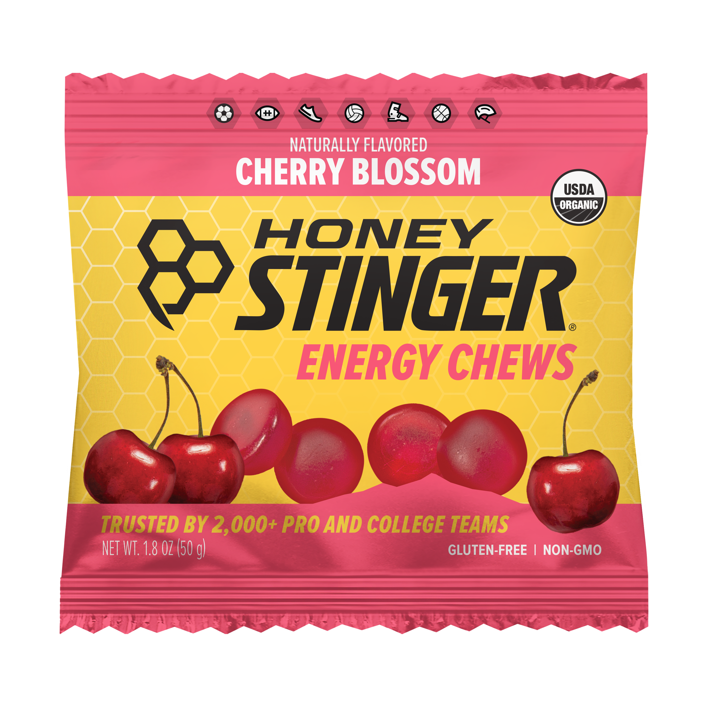 Honey Stinger Organic Energy Chews Cherry Blossom 8 innerpacks per case 21.6 oz