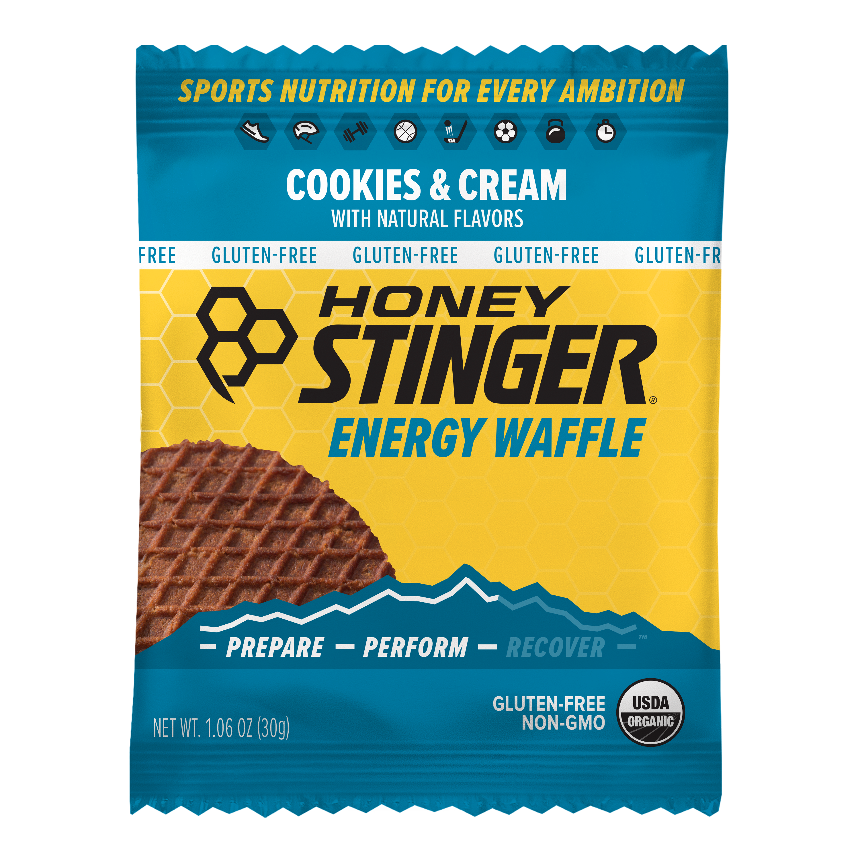 Honey Stinger Gluten Free Waffle Cookies & Cream 8 innerpacks per case 1.1 oz