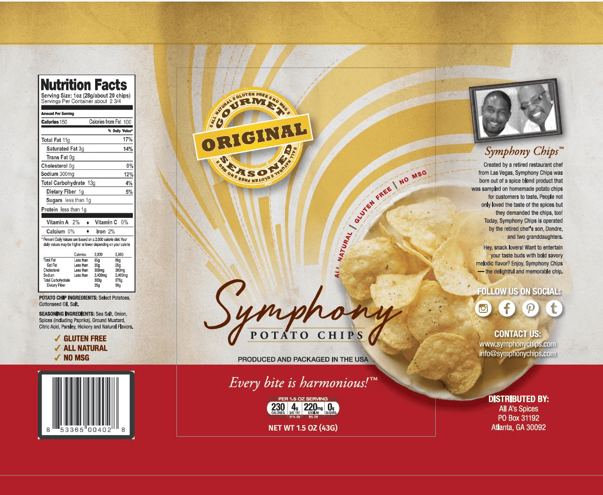 Symphony Chips, Original 60 units per case 1.5 oz Product Label