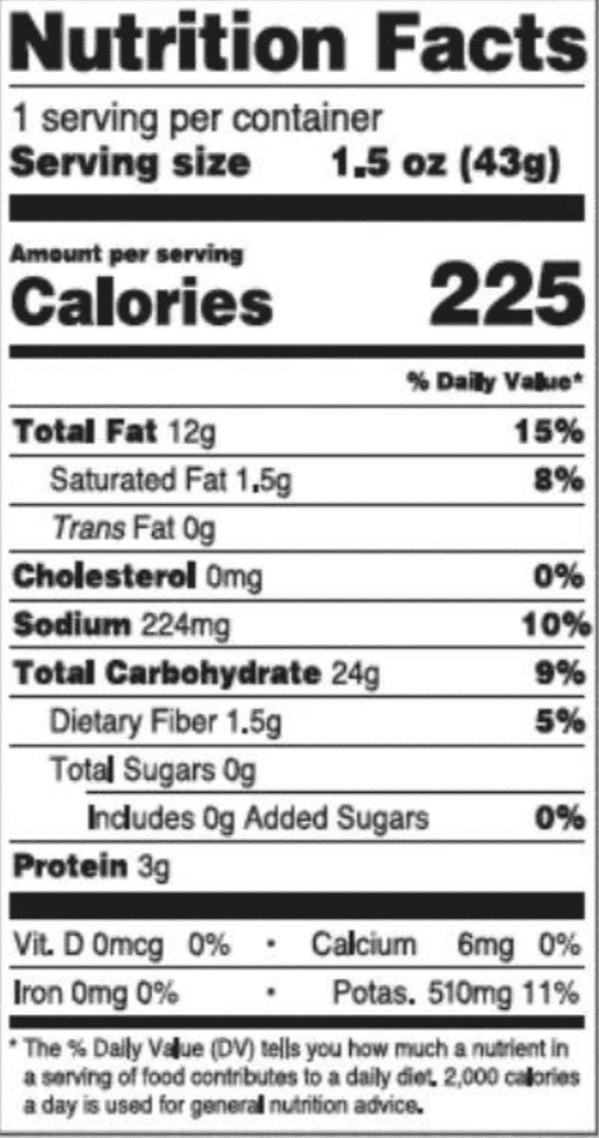 Symphony Chips, Original 60 units per case 1.5 oz Nutrition Info