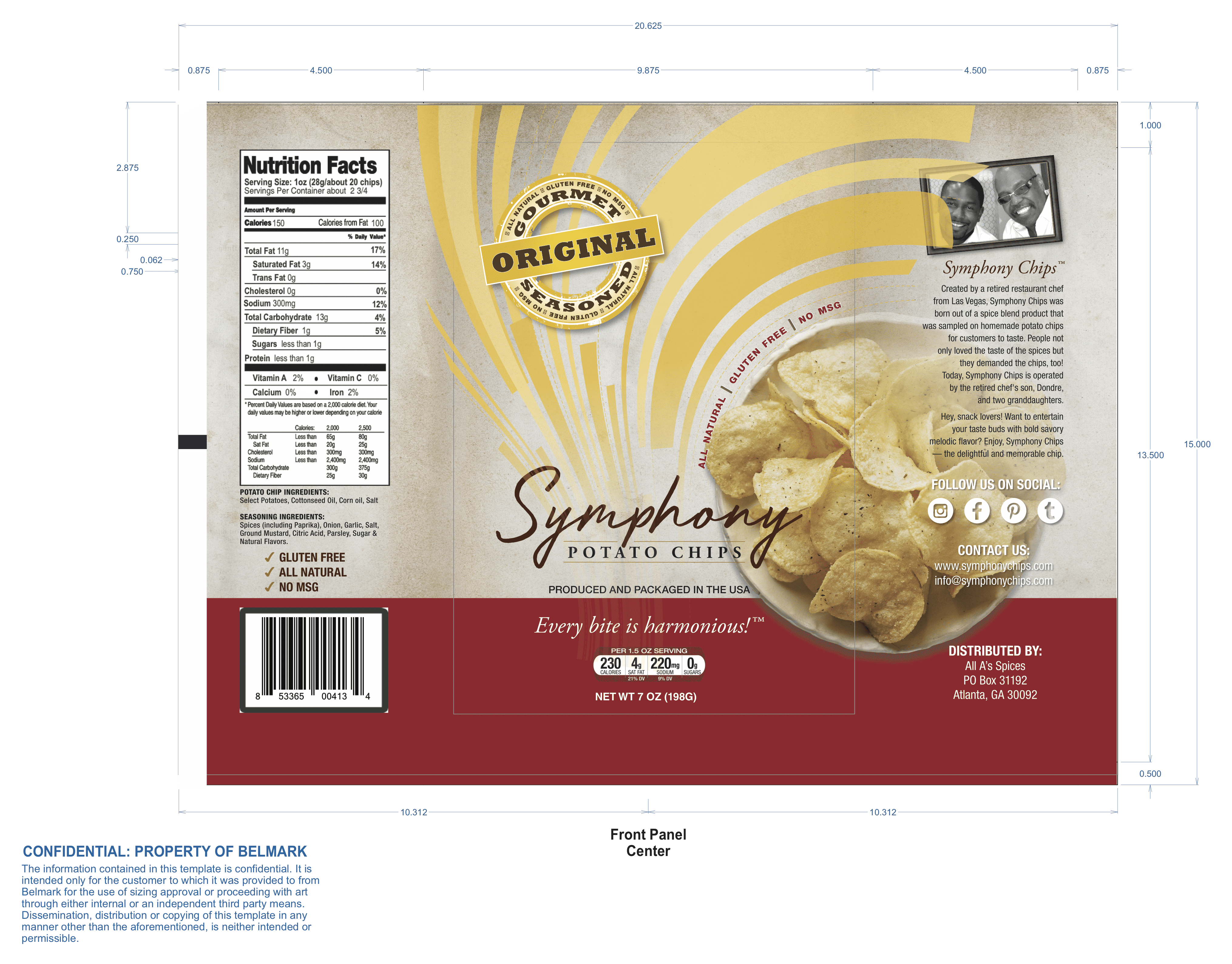 Symphony Chips, Original 20 units per case 7.0 oz Product Label