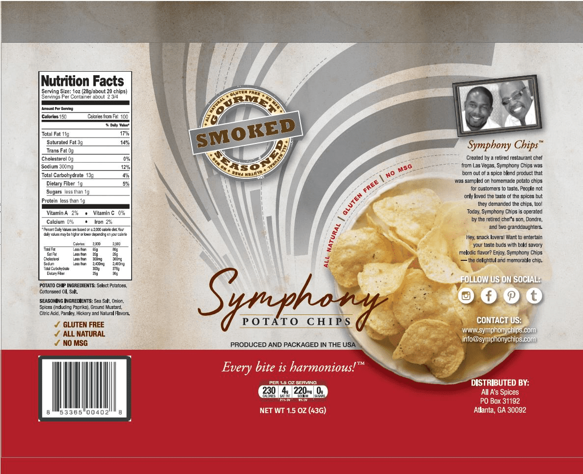 Symphony Chips Smoked, 60 units per case 1.5 oz Product Label