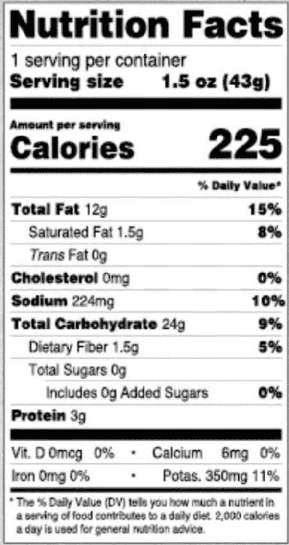 Symphony Chips Smoked, 60 units per case 1.5 oz Nutrition Info