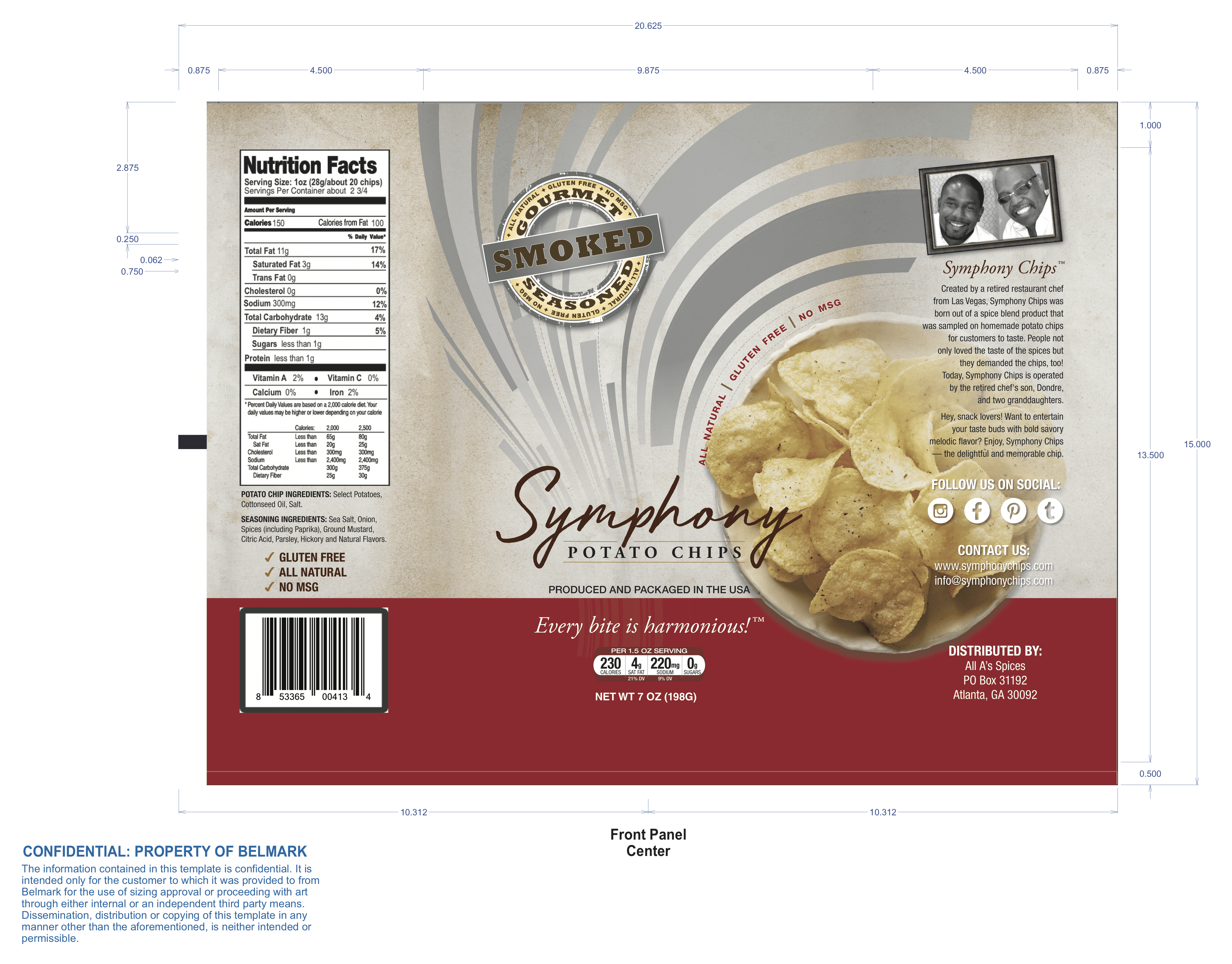 Symphony Chips, Smoked 20 units per case 7.0 oz Product Label