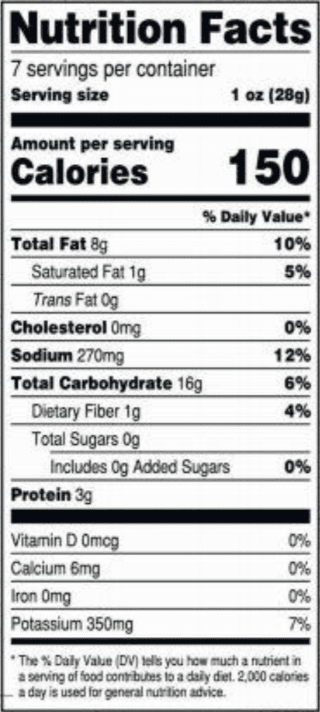 Symphony Chips, Smoked 20 units per case 7.0 oz Nutrition Info