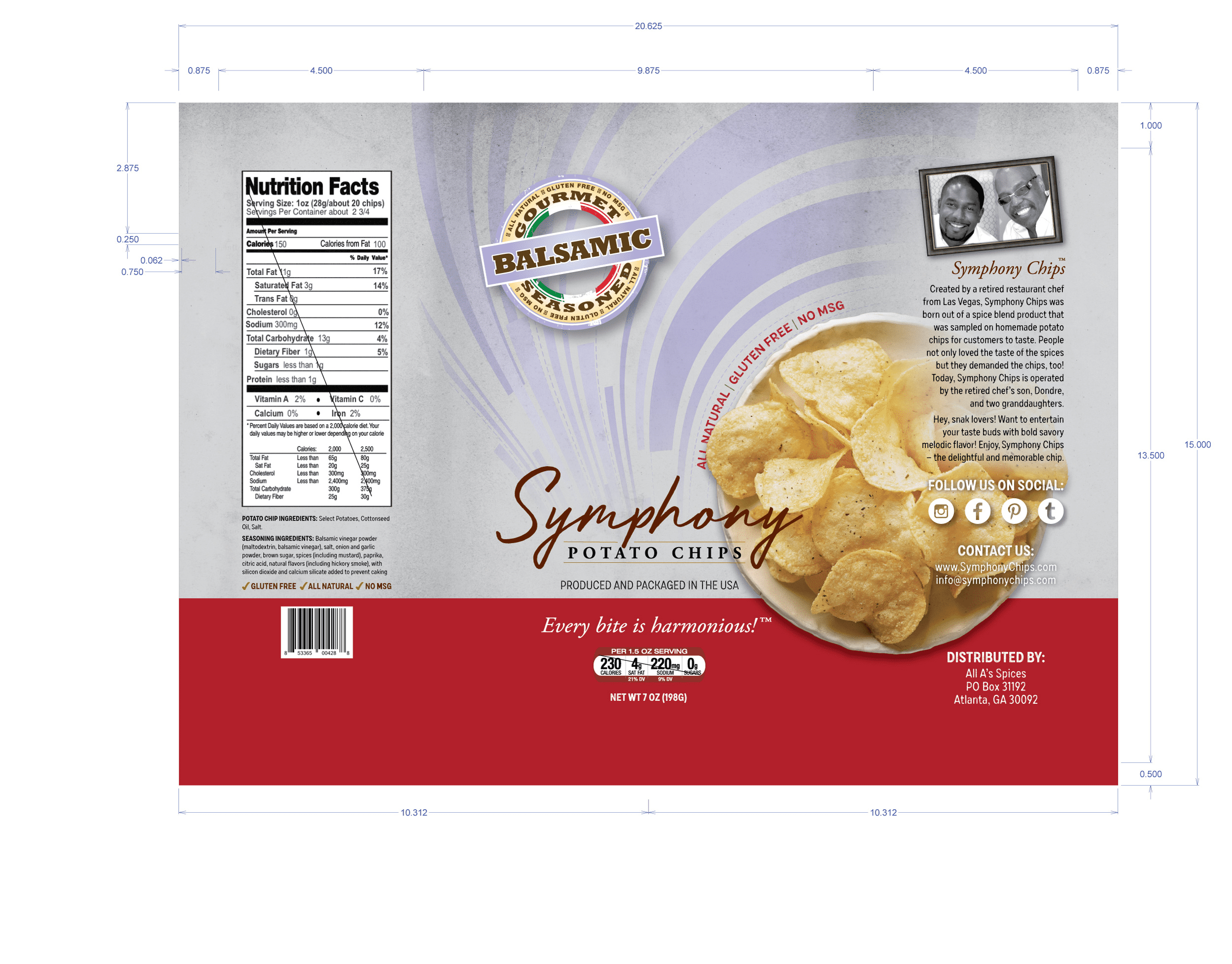 Symphony Chips, Balsamic 20 units per case 7.0 oz Product Label