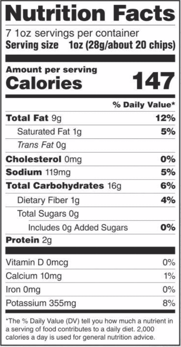 Symphony Chips, Balsamic 20 units per case 7.0 oz Nutrition Info