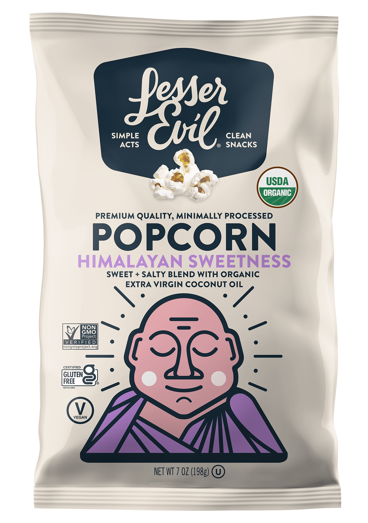 LesserEvil, Organic Popcorn Himalayan Sweetness 12 units per case 6.4 oz