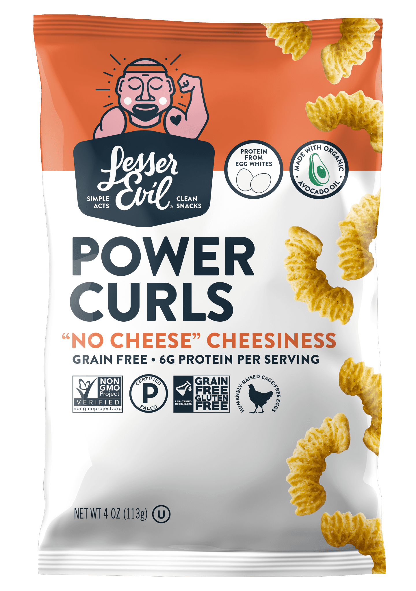 LesserEvil, Power Curls ''no Cheese'' Cheesiness 9 units per case 4.0 oz