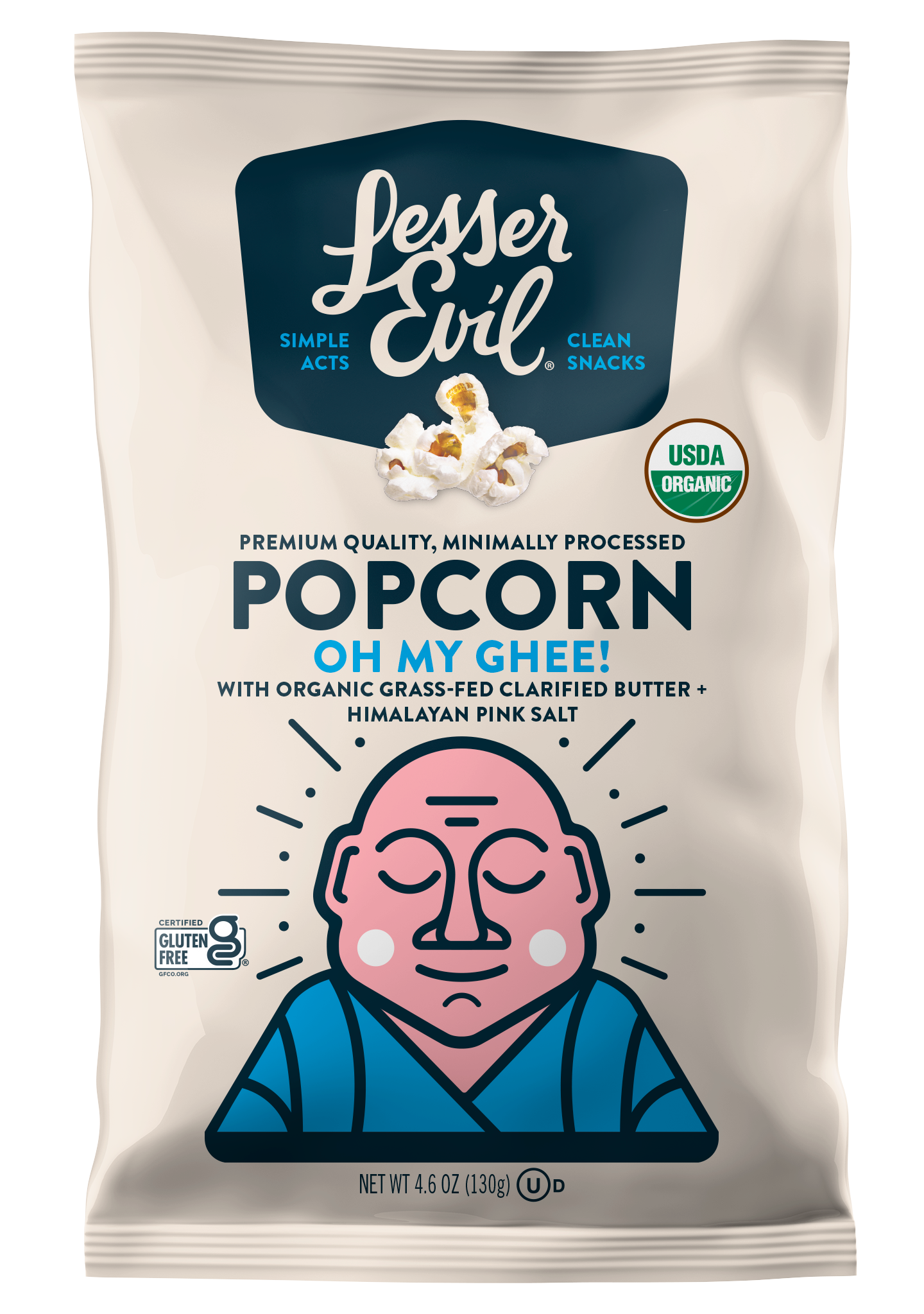 LesserEvil, Organic Popcorn Oh My Ghee! 12 units per case 4.6 oz