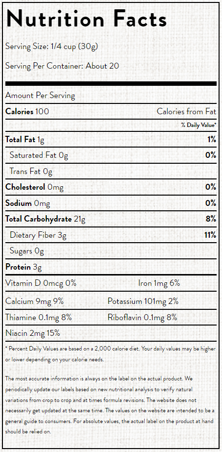Arrowhead Mills Buckwheat Flour 6 units per case 22.0 oz Nutrition Info