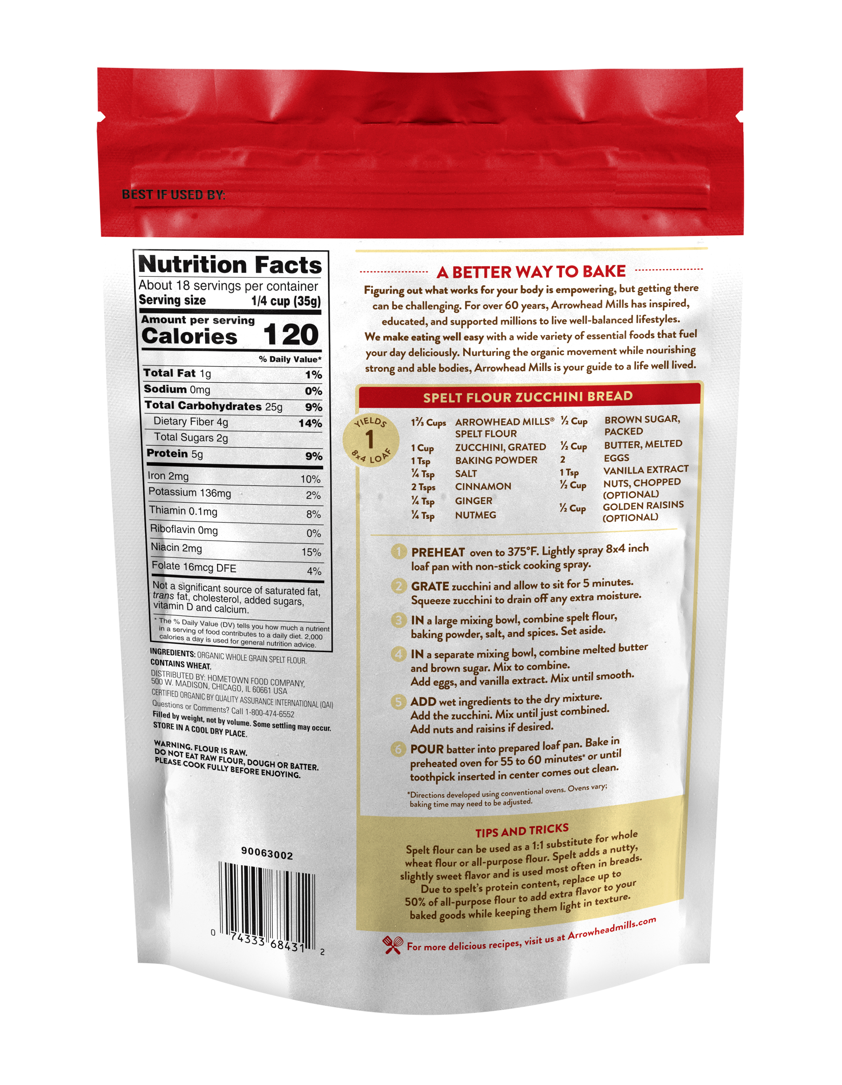 Arrowhead Mills Whole Spelt Flour 6 units per case 22.0 oz